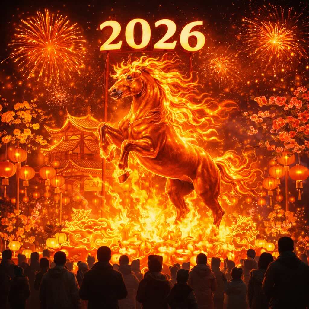 Fire Horse lantern display for Chinese New Year Eve 2026