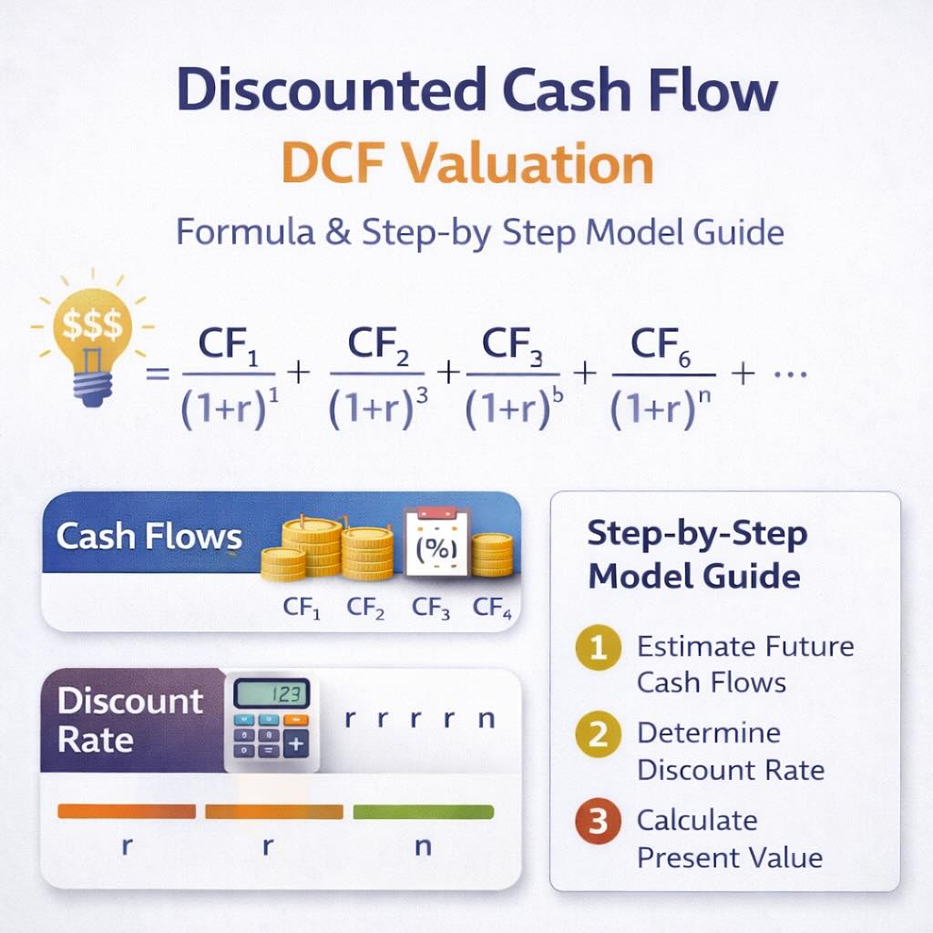 DCF formula showing free cash flow discounted at WACC to derive enterprise value