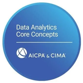 AICPA Data Analytics Core Concepts Certificate course card with digital badge